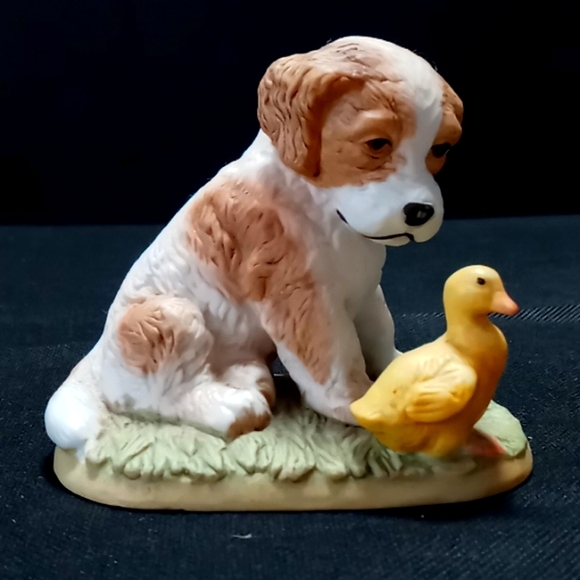 Vintage Homco Puppy Dog With Duckling Porcelain Figurine - Picture 2 of 7